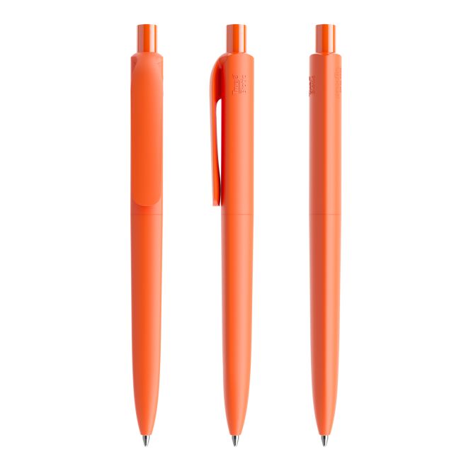 Firmengeschenk Kugelschreiber Prodir DS8 True Biotic – orange – mit individuellem Werbedruck 100% biobasiertes PHA nachhaltiges Schreibgerät