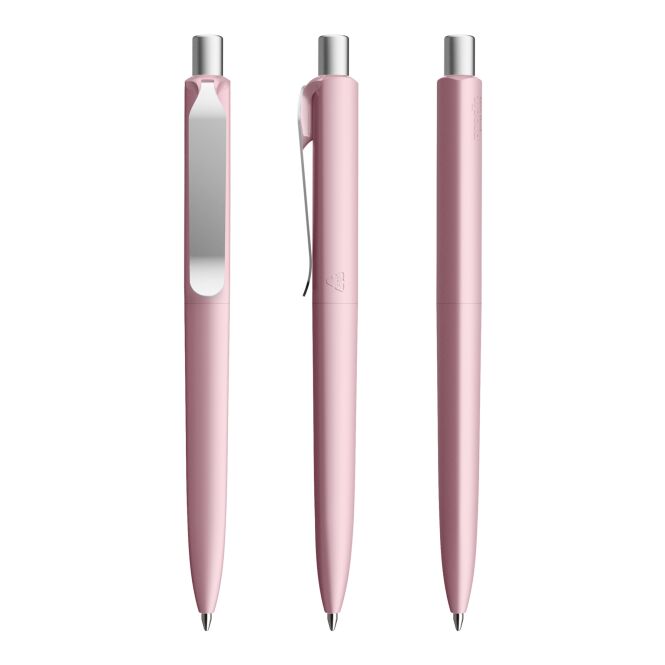 Werbeartikel Prodir DS8 Druckkugelschreiber – rosa-silber – mit Logo bedruckt für den Büroalltag