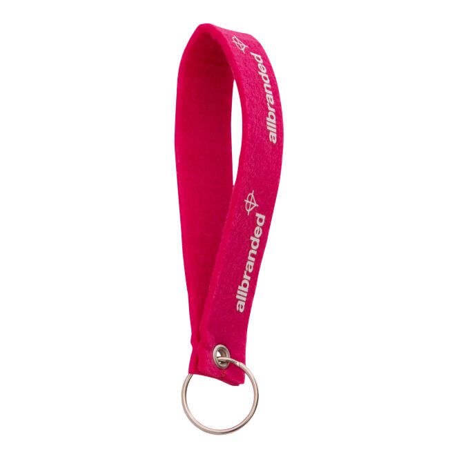 Werbeartikel Filz-Schlüsselband – pms wunschfarbe – mit Logo bedruckt 20-40 cm Länge als praktisches Messe-Giveaway für Firmenevents