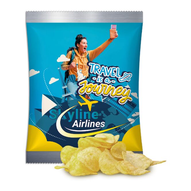 Streuartikel Jo Chips im Werbetütchen – würzig knusprig – inkl. Werbeaufdruck für Messen und Events zur Kundengewinnung und Mitarbeiterbindung