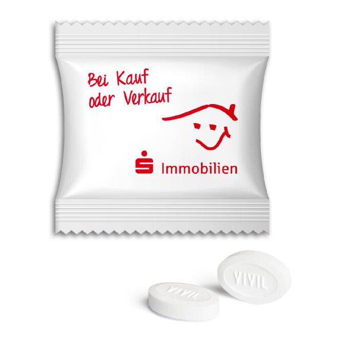 Werbeartikel Vivil DoubleMint – pfefferminz – mit Logo bedruckt 2 Stück – ideal als Werbemittel für Kunden auf Messen und Firmen-Events