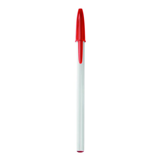 Werbeartikel BIC® Style Kugelschreiber – weiss-rot – mit Logo bedruckt für den Büroalltag