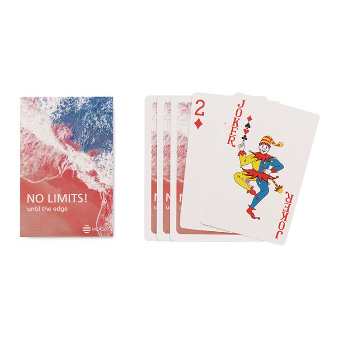 Werbeartikel 54 Spielkarten 57x87 mm – weiß – mit Logo bedruckt für Messen & Promotion