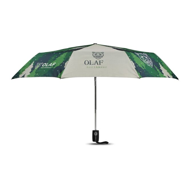 Werbeartikel Automatikschirm Premium-Taschenschirm – schwarz – mit individuellem Logodruck windproof Ø 95 cm für Messe-Giveaways