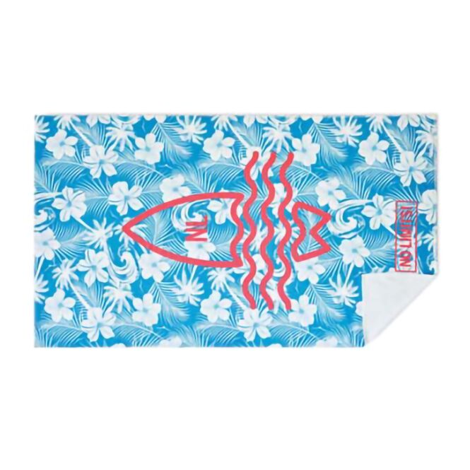 Firmengeschenk Strandtuch aus 300/350g/m² Polycotton – weiß – mit Logo bedruckt 70x140cm für Strand-Promotions und Outdoor-Events