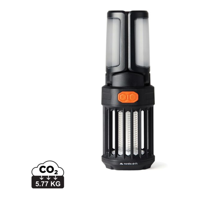 Firmengeschenk Campinglampe Nordic Drift Titan – schwarz – mit Logo bedruckt 220 Lumen USB-C Outdoor-Leuchte für Events