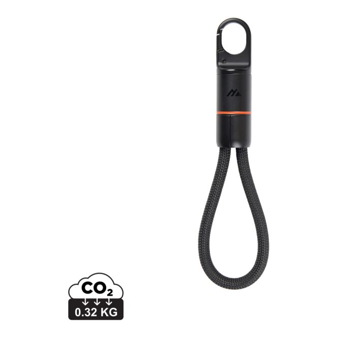 Firmengeschenk Ladekabel Nordic Drift Everest – schwarz – mit Logodruck 60W USB-C aus recyceltem PET für den Firmenauftritt