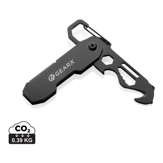 Mitarbeitergeschenk Multitool Gear X – schwarz – mit Logo bedruckt 11 Funktionen aus Edelstahl 9,1 cm vielseitiges Multifunktionswerkzeug