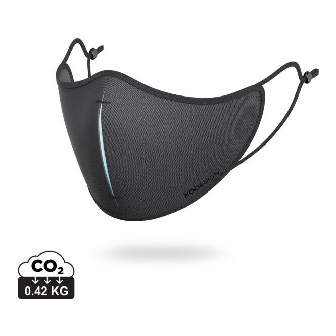 Mitarbeitergeschenk Masken-Set XD Design – schwarz-blau – mit Logo bedruckt 3-Layer ViralOff Hyproof Mundschutz für Teams