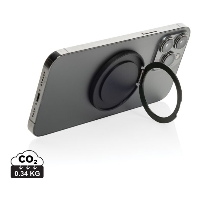 Werbeartikel Terra Magnetic Handyhalter – grau – mit Logo bedruckt nachhaltig aus recyceltem Material für den Büroalltag