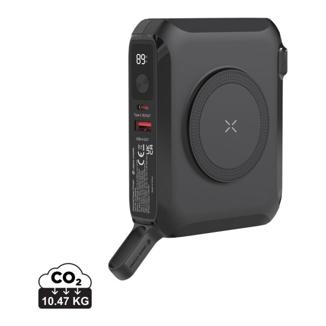 Kundengeschenk Urban Vitamin Oxnard 5-in-1 65W Powerbank – schwarz – mit Logo bedruckt 15.000mAh PD USB-C für das Mitarbeiter-Onboarding