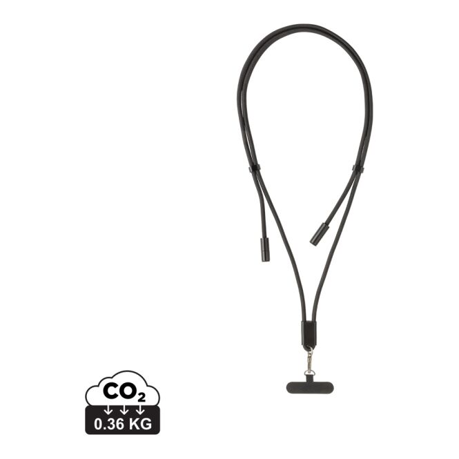 Werbeartikel LoopAmp 60W Telefonkabel rPET – schwarz – mit Logo bedruckt nachhaltig für Technik-Messen und den Büroalltag