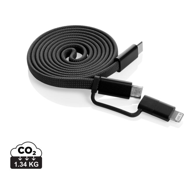 Werbeartikel Arc 2-in-1 Magnetkabel – schwarz – mit Logo bedruckt 60W USB-C Lightning nachhaltig für den Büroalltag