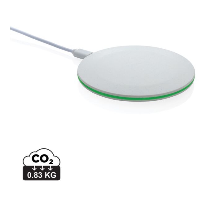Premium-Werbeartikel Wireless Charger RCS-Kunststoff – weiss – mit Logo bedruckt 15W nachhaltig für das Homeoffice
