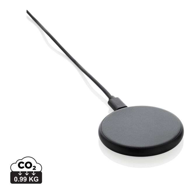 Kundengeschenk Magnapad 3-in-1 Wireless Charger – schwarz – mit Logo bedruckt 15W Qi-Standard nachhaltig für das Homeoffice