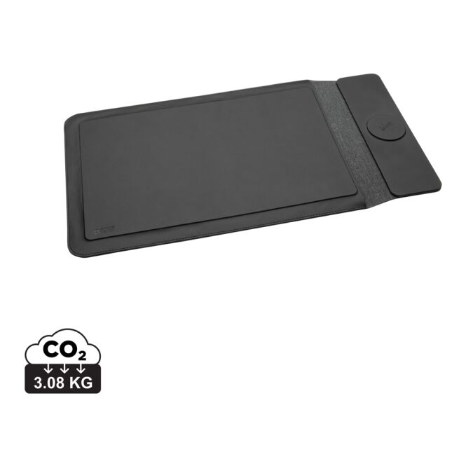 Kundengeschenk Swiss Peak 15W Wireless Charger Laptop-Sleeve – schwarz – mit Logo bedruckt nachhaltig für das Homeoffice