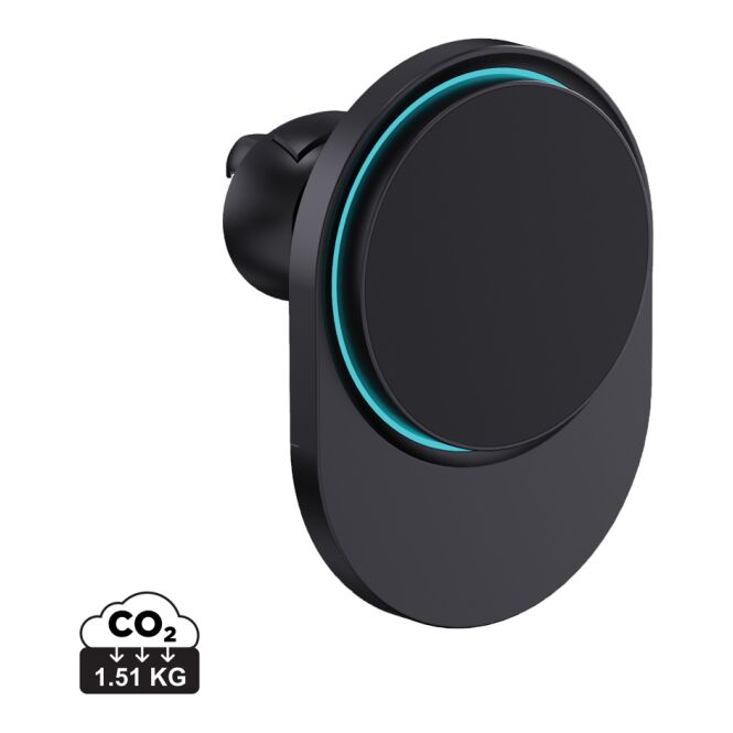 Firmengeschenk Wireless Charger PowerCruze – schwarz – mit Logo bedruckt 15W nachhaltig für das Homeoffice
