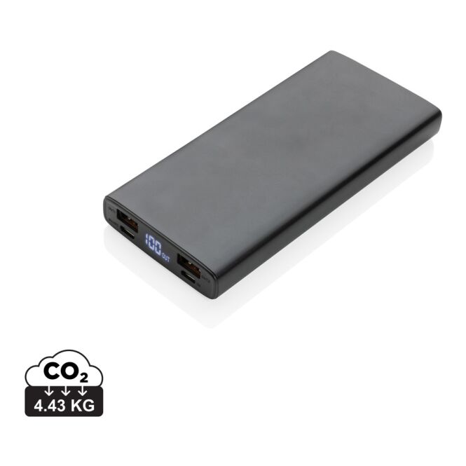 Kundengeschenk Powerbank Aluminium – schwarz – lasergraviert 10.000 mAh 18W PD USB-C für das Mitarbeiter-Onboarding