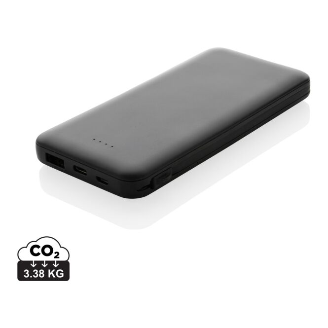 Kundengeschenk Powerbank Lockhart 10.000mAh – schwarz – mit Logo bedruckt, nachhaltig, 10.000mAh Lithium-Polymer, für das Mitarbeiter-Onboarding