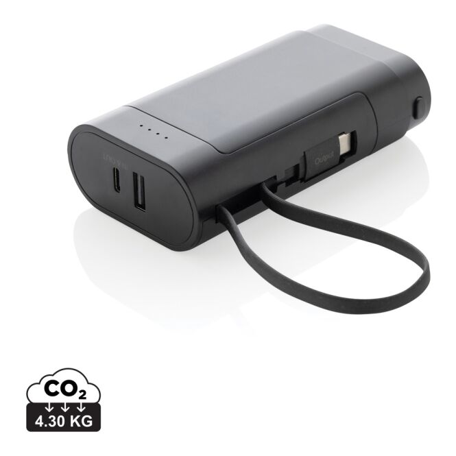 Premium-Werbeartikel CycleCell 10.000 mAh Powerbank – schwarz – mit Logo bedruckt, nachhaltig, für das Mitarbeiter-Onboarding