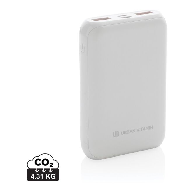 Kundengeschenk Powerbank Urban Vitamin Alameda – weiss – mit Logo bedruckt 10.000mAh 18W PD USB-C für das Mitarbeiter-Onboarding