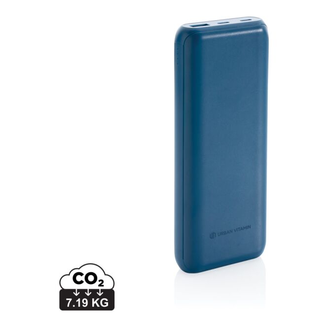Kundengeschenk Powerbank Urban Vitamin Pasadena – blau – mit Logo bedruckt 20.000mAh 18W PD USB-C für das Mitarbeiter-Onboarding