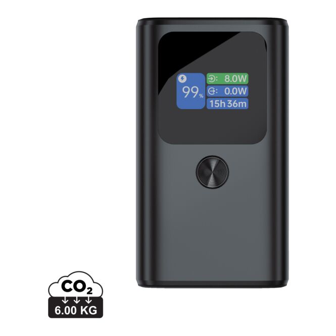Kundengeschenk Powerbank Urban Vitamin Campbell – anthrazit – mit Logo bedruckt 10.000 mAh 55W USB-C für das Mitarbeiter-Onboarding