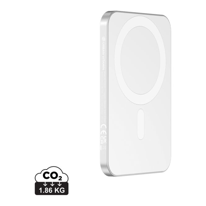 Kundengeschenk Powerbank Urban Vitamin Burbank – silber – mit Logo bedruckt 3000mAh 15W 20W USB-C nachhaltig für das Homeoffice
