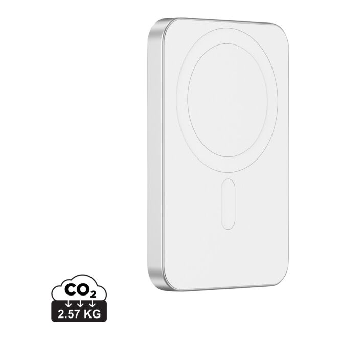 Premium-Werbeartikel Urban Vitamin Richmond Powerbank 5000mAh – silber – mit Logo bedruckt 15W Qi-Standard nachhaltig für Mitarbeiter