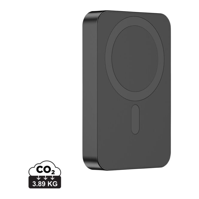 Premium-Werbeartikel Compton 10.000 mAh Powerbank – schwarz – mit Logo bedruckt nachhaltig 15W Qi-Standard für das Mitarbeiter-Onboarding