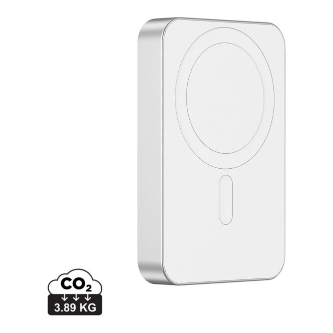 Premium-Werbeartikel Compton Powerbank 10.000 mAh – silber – mit Logo bedruckt 15W Qi 20W USB-C nachhaltig für Mitarbeiter-Onboarding