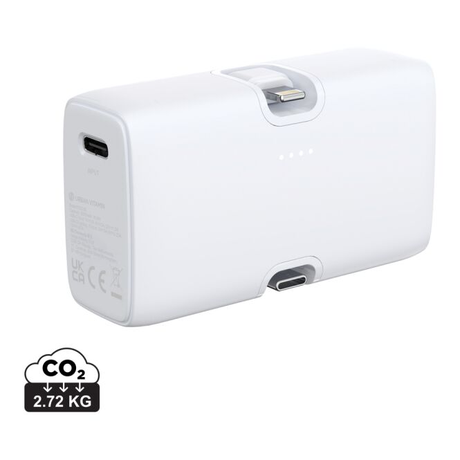 Firmengeschenk Powerbank Urban Vitamin Los Angeles – weiss – mit Logo bedruckt 20W 5000mAh nachhaltig für das Mitarbeiter-Onboarding