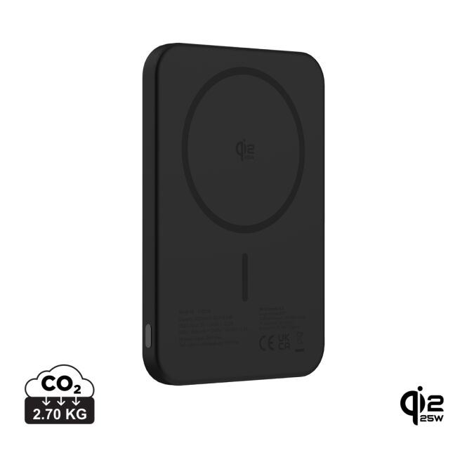 Kundengeschenk Powerbank Urban Vitamin Pomona – schwarz – lasergraviert 5000mAh 25W Qi2.2 nachhaltig für das Homeoffice