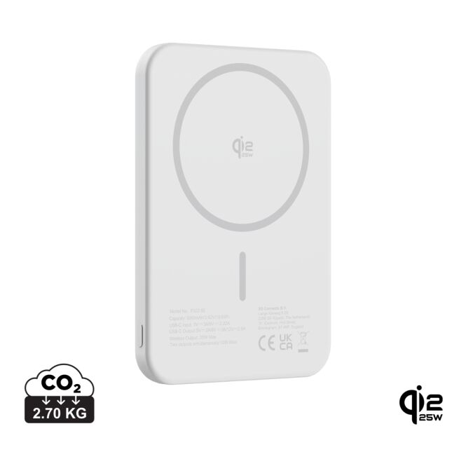 Premium-Werbeartikel Powerbank Urban Vitamin Pomona 5000mAh Qi2.2 25W – silber – mit Gravur nachhaltig für das Mitarbeiter-Onboarding