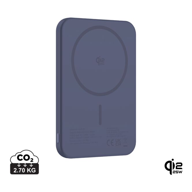 Technik-Werbemittel Urban Vitamin Pomona 5000mAh Powerbank – blau – mit Logo bedruckt 25W Qi2.2 nachhaltig für das Mitarbeiter-Onboarding