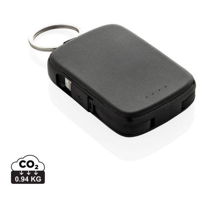 Firmengeschenk Nexo RCS Powerbank 2.000mAh – schwarz – mit Logo bedruckt nachhaltig recycelt für den Büroalltag