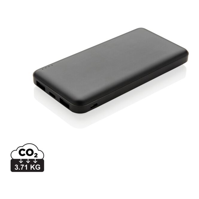 Firmengeschenk Powerbank High Density 10.000 mAh – schwarz – mit Logo bedruckt für das Mitarbeiter-Onboarding