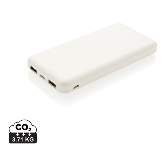 Premium-Werbeartikel Powerbank High Density 10.000 mAh – weiss – mit Logo bedruckt für das Homeoffice