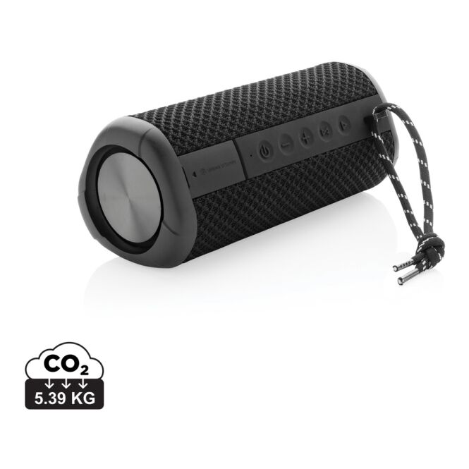 Kundengeschenk Bluetooth Lautsprecher Urban Vitamin Berkeley – schwarz – mit Logo bedruckt 10W 15h Wiedergabe wasserdicht für Mitarbeiter-Onboarding