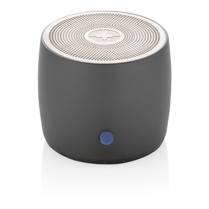 Premium-Werbeartikel Bluetooth Lautsprecher Swiss Peak 3W – grau – lasergraviert 500mAh 4h Laufzeit nachhaltiges Öko-Tech für Kundenpräsent