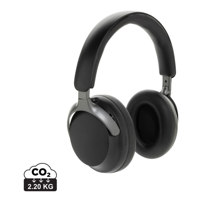 Premium-Werbeartikel Soundpro ANC Kopfhörer – schwarz – mit Logo bedruckt BT5.3 20h Wiedergabe nachhaltig für das Mitarbeiter-Onboarding