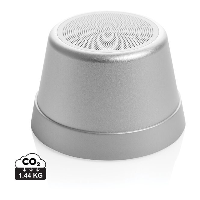 Kundengeschenk Bluetooth Lautsprecher Nivio – silber – nachhaltig lasergraviert 5W 500mAh für das Mitarbeiter-Onboarding
