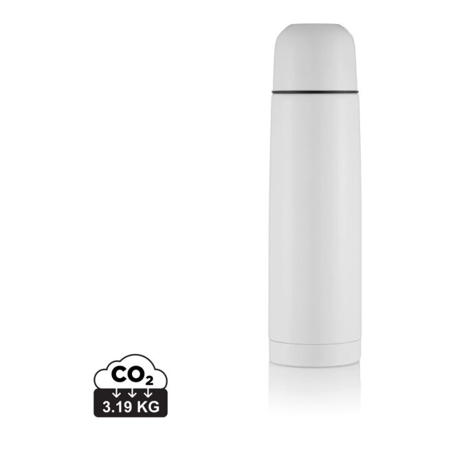 Firmengeschenk Isolierflasche Mono – weiss – mit Logodruck 500 ml vakuumisoliert doppelwandig für den Außendienst und Mitarbeiter-Onboarding