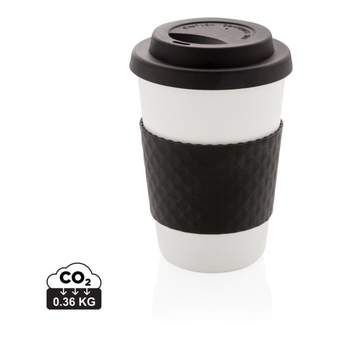 Firmengeschenk Kaffee to go Becher 270ml – schwarz – mit Logo bedruckt 270 ml nachhaltiger Mehrwegbecher für die Büroküche