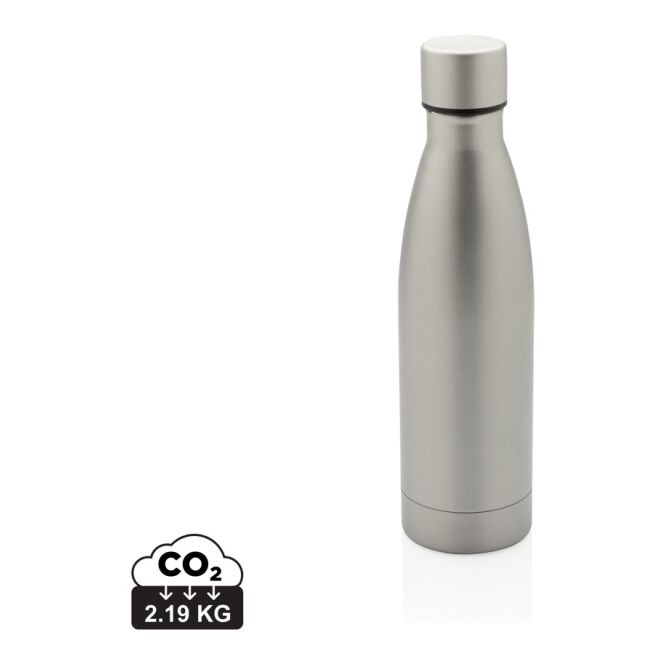 Mitarbeitergeschenk Trinkflasche RCS Solid – silber – mit Logo bedruckt 500ml 85% recyceltes Edelstahl nachhaltige Mehrwegflasche