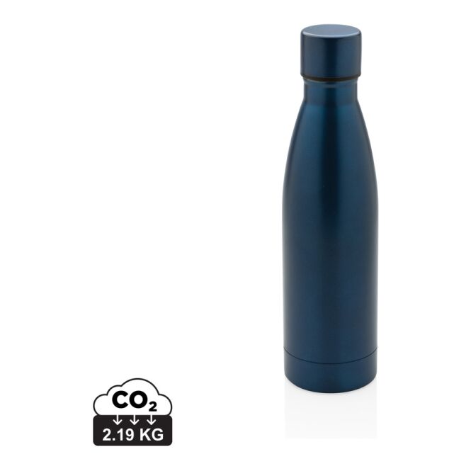 Mitarbeitergeschenk Trinkflasche RCS Stainless Steel – blau – mit Logo bedruckt 85% r-Material 500ml nachhaltige Mehrwegflasche