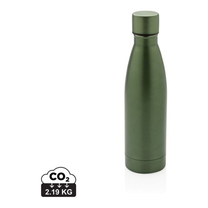 Firmengeschenk Trinkflasche RCS 500ml – grün – mit Logo bedruckt 85% recycelt doppelwandig für nachhaltige Mehrwegflasche für CSR