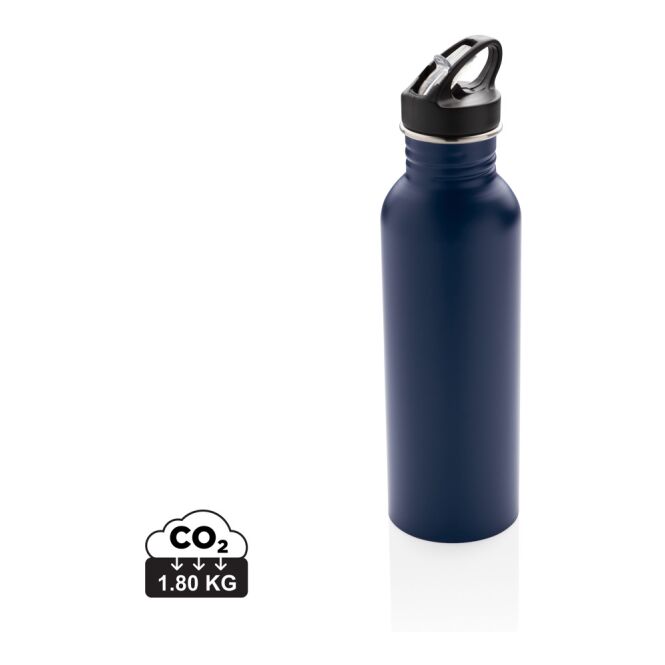 Kundengeschenk Sportflasche Deluxe – navy blau – mit Logodruck 710ml Edelstahl auslaufsicher für Sportevents & Turniere