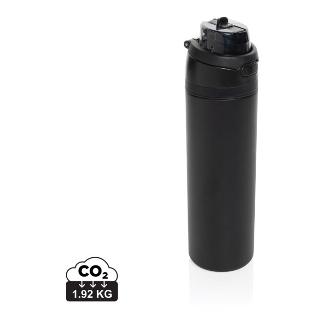 Firmengeschenk Omni Sip Edelstahlflasche – schwarz – mit Logodruck 700ml nachhaltig auslaufsicher für das Mitarbeiter-Onboarding