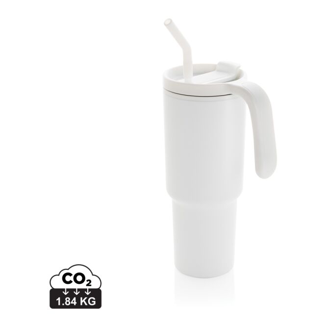 Firmengeschenk Thermobecher Graphic 360 – weiss – mit Logodruck 900 ml nachhaltiger Mehrwegbecher für das Mitarbeiter-Onboarding